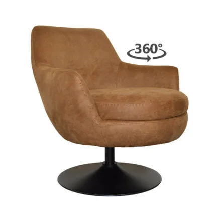 Armchair Azura Eco leather Bull 28 Cognac Side view 360