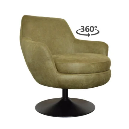 Armchair Azura Eco leather Bull 59 Moss Front view Slanted 360