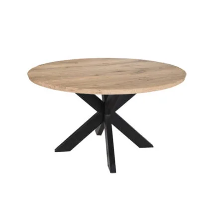 Eettafel rustiek eiken rond met Spinpoot Elegans Klein (2)