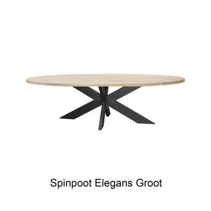 Ovale Eiken Eettafel Rustiek Blank met Spinpoot Elegans root